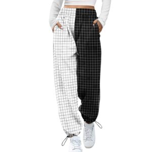 Rompers for Women Long Pant Casual Sweatpants Waist Fit Jogger Trousers Print Women's Sporty High Pockets Pants Bottom White