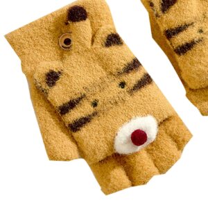 Toddlers Multi-Purpose Gloves Toddler Children Warm Gloves Winter Baby Half Finger Clamshell Little Tiger (B, One Size)