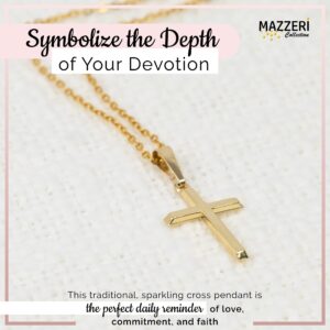 MAZZERI 14k Gold Cross Pendant, Hypoallergenic Gold Religious Charms for Men and Women, Handcrafted in the USA