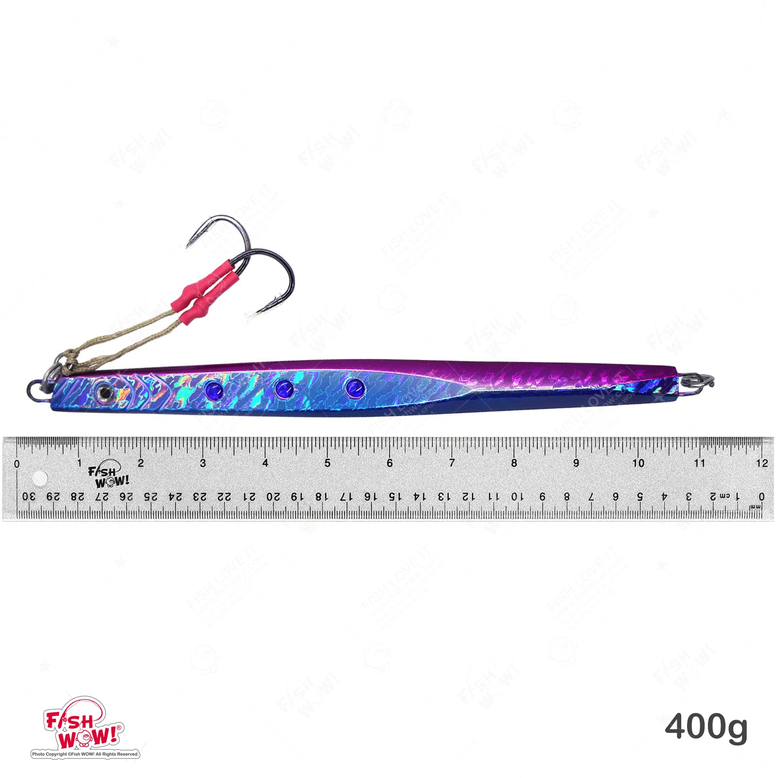 Red Glow Fish WOW!® 400g Speed jigs 14oz Fishing Vertical Knife Trolling Jig Fall Metal Flat Bait with Two Assist Hook