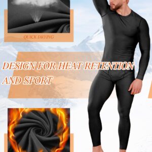 Didaey 3 Set Winter Thermal Underwear for Men Cold Weather Fleece Lined Top Bottom for Hunting Gear Sport(Black, Black Grey, White, X-Large)