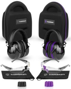 tradesmart gun range protection duo kit - purple and grey shooting eye and ear protection for women and men, u.s. certified