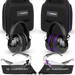 TradeSmart Gun Range Protection Duo Kit - Purple and Grey Shooting Eye and Ear Protection for Women and Men, U.S. Certified