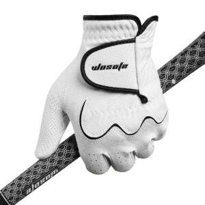 wosofe Men’s Golf Glove Left Hand non-slip breathable Lycra Nanocloth Soft Comfortable No Sweat All Weather liner and Green Fork(Large)