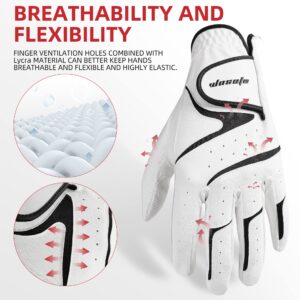 Golf Glove Left Hand Men PU Transparent Non-Slip Nanocloth Lycra Accessories No Sweat Comfortable all Weather with Scorer and Tee