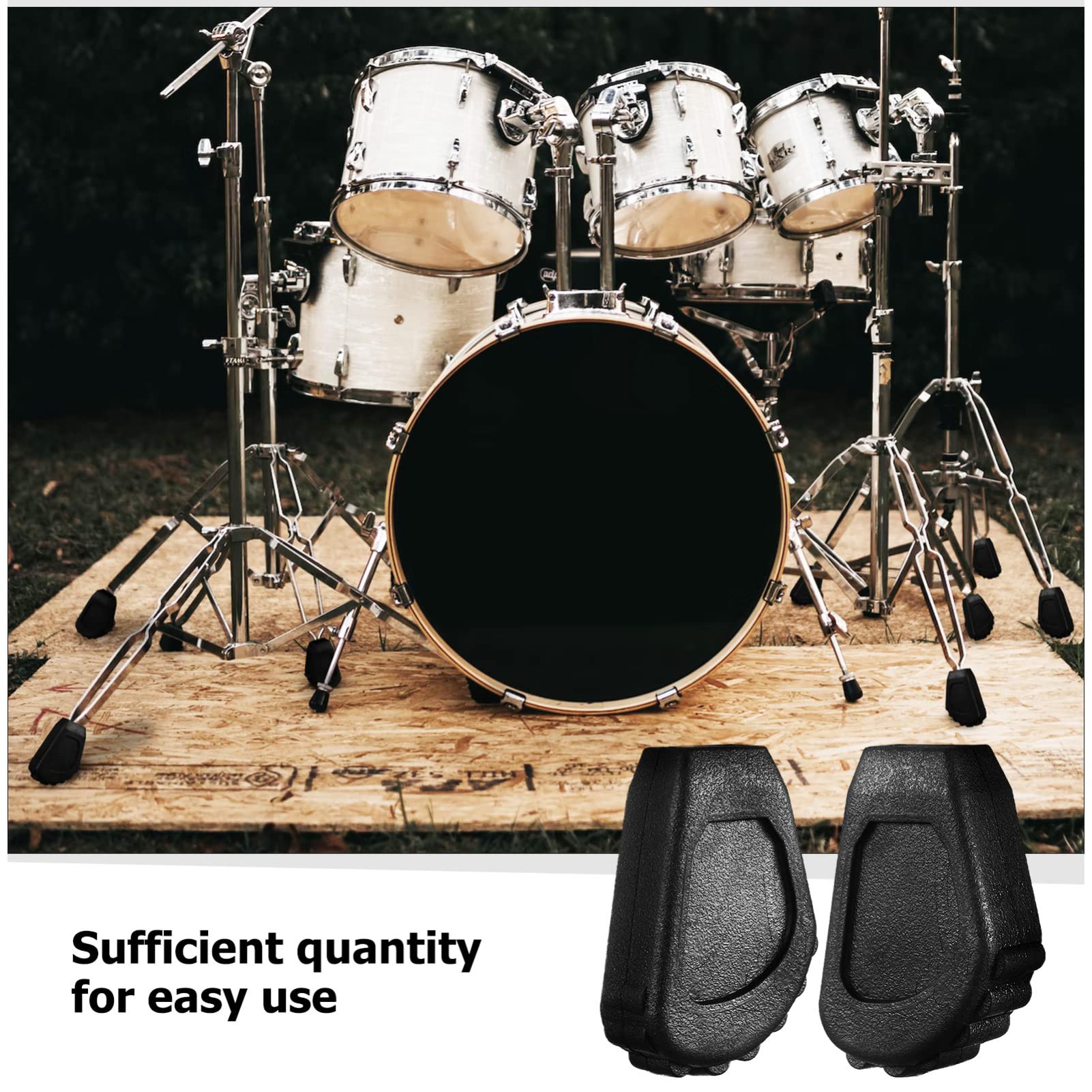 Milisten 6Pcs Rubber Drum Feet, Black Drum Rack Rubber Feet, Drum Leg Protectors, Anti-slip Rubber Drum Feet Drum throne feet for Drum Percussion Parts Replacement