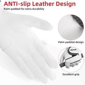 Golf Glove Left Hand Men PU Transparent Non-Slip Nanocloth Lycra Accessories No Sweat Comfortable all Weather with Scorer and Tee