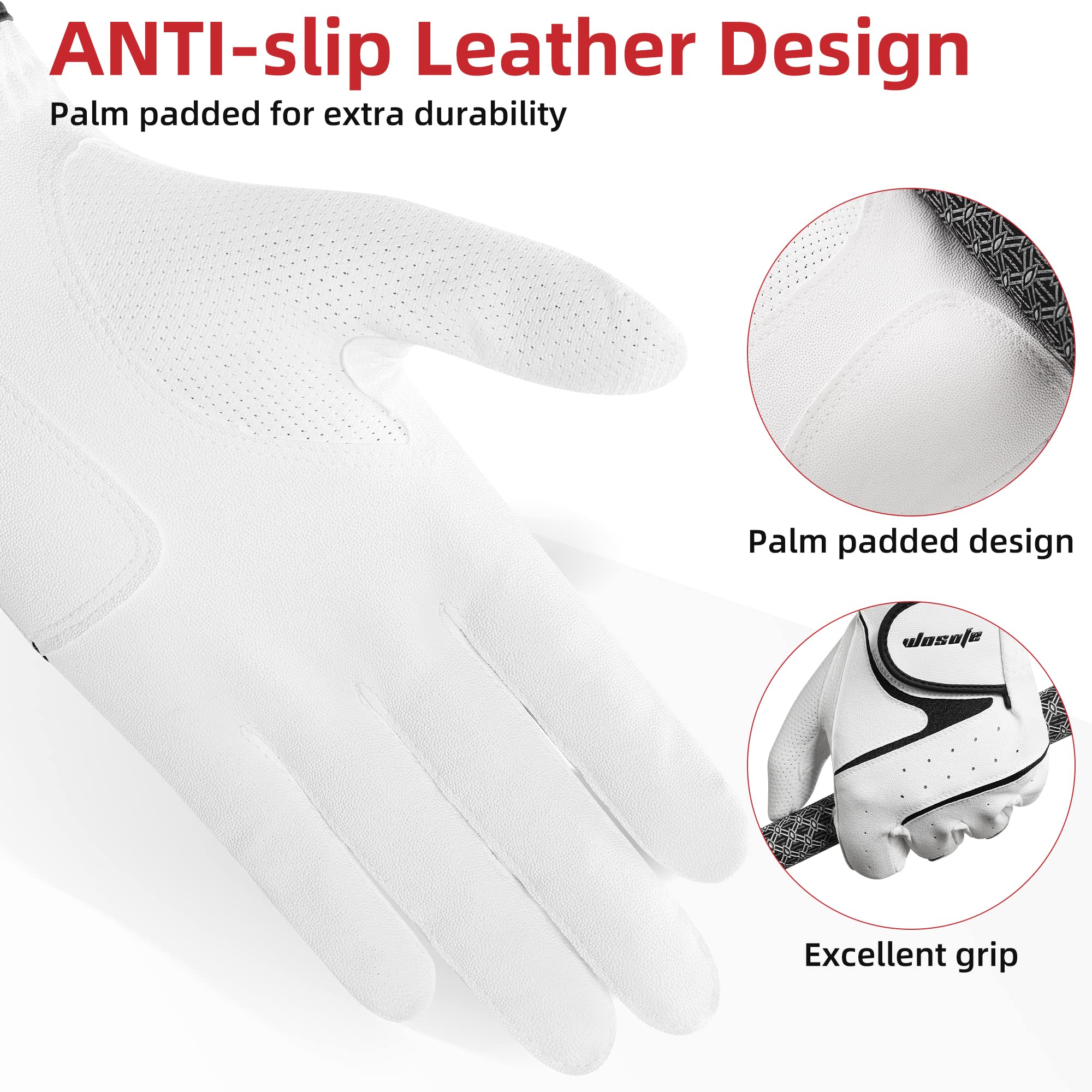 Golf Glove Left Hand Men PU Transparent Non-Slip Nanocloth Lycra Accessories No Sweat Comfortable all Weather with Scorer and Tee