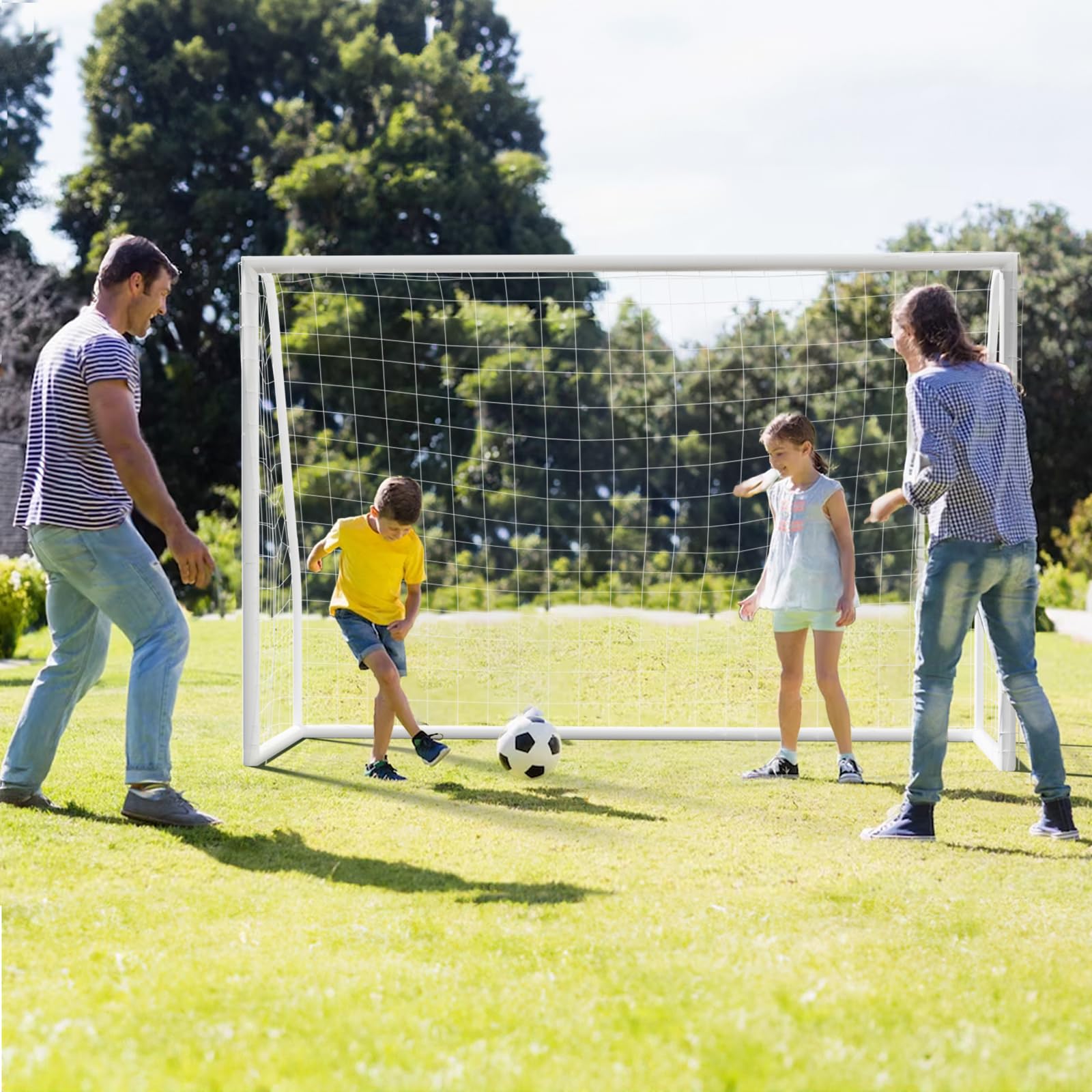 Caprihom Soccer Goal for Backyard 6FTx 4FT Soccer Net for Backyard with Weatherproof UPVC Frame,Ground Stakes | Portable Full Size Soccer Net Goal PVC Soccer Goal Post