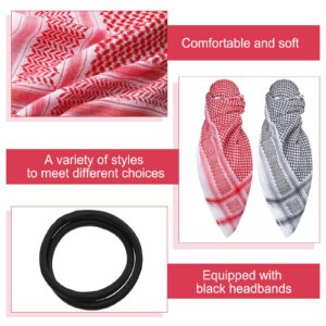 Funtery 2 Pcs Arab Head Scarf for Men with Lgal Aqel Rope Middle East Desert Shemagh Wrap Arab Costume(Pink, Black, White)