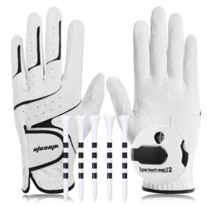 Golf Glove Left Hand Men PU Transparent Non-Slip Nanocloth Lycra Accessories No Sweat Comfortable all Weather with Scorer and Tee