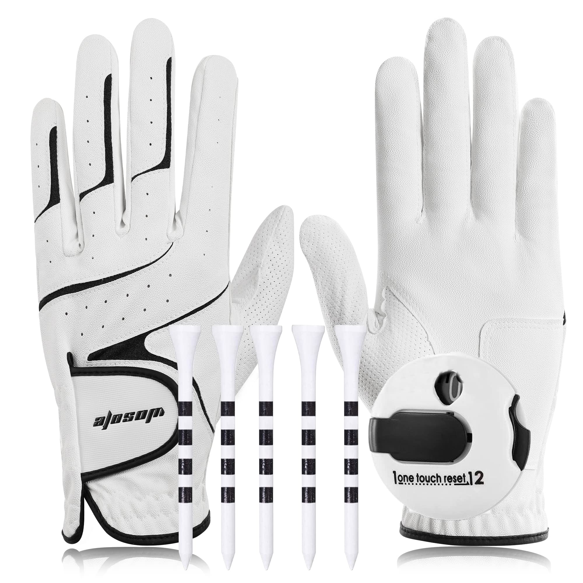 Golf Glove Left Hand Men PU Transparent Non-Slip Nanocloth Lycra Accessories No Sweat Comfortable all Weather with Scorer and Tee