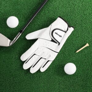 Golf Glove Left Hand Men PU Transparent Non-Slip Nanocloth Lycra Accessories No Sweat Comfortable all Weather with Scorer and Tee