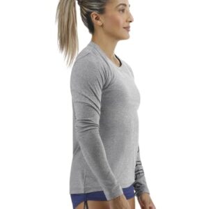 TYR Women's Standard Long Sleeve Sun Protection Performance T-Shirt UPF 50+, Heather Grey