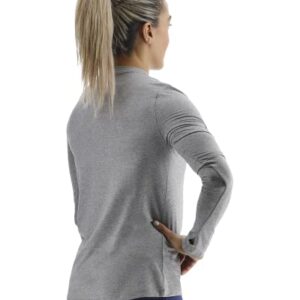 TYR Women's Standard Long Sleeve Sun Protection Performance T-Shirt UPF 50+, Heather Grey