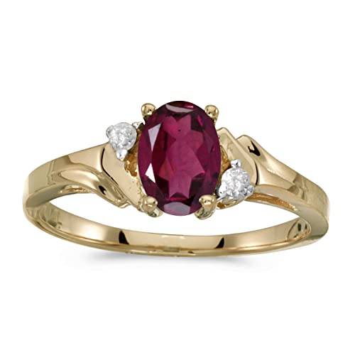 Seemadiamondimpex 2.00 Ct Oval Cut Ruby & Simulated Diamond Three Stone Engagement Ring 14K Yellow Gold Plated (11)