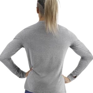 TYR Women's Standard Long Sleeve Sun Protection Performance T-Shirt UPF 50+, Heather Grey