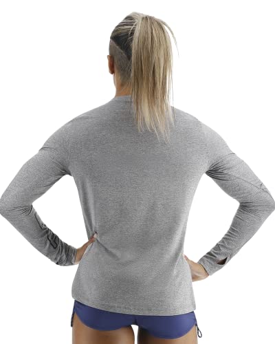 TYR Women's Standard Long Sleeve Sun Protection Performance T-Shirt UPF 50+, Heather Grey