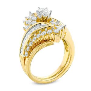 XAVIER SHINE Women's 1.5 CT. TW. Marquise Diamond Bypass Engagement Wedding Bridal Set Ring In 14K Yellow Gold Plated Size 7