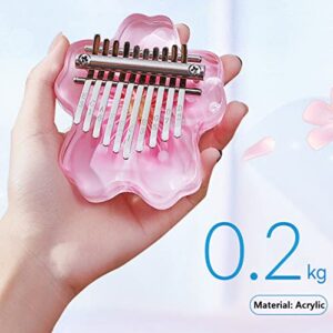 10 Keys Finger Piano Mini Kalimba Thumb Piano Acrylic Material Cute Bear Cherry Shape Mini Musical Instrument Portable Suitable for Beginners (Cherry blossom deer)