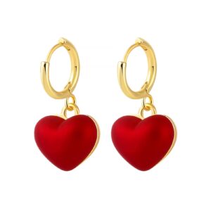 Itcoery Women 14K Gold Plated Heart Huggie Hoop Drop Dangle Earrings