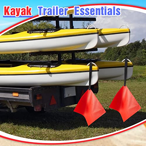 Oudain 2 Pieces Kayak Tow Flag Red Safety Flags Hooked Kayak Flag for Kayak Sup Canoes Towing Truck Boat Trailer Safety Warning Accessories Kit