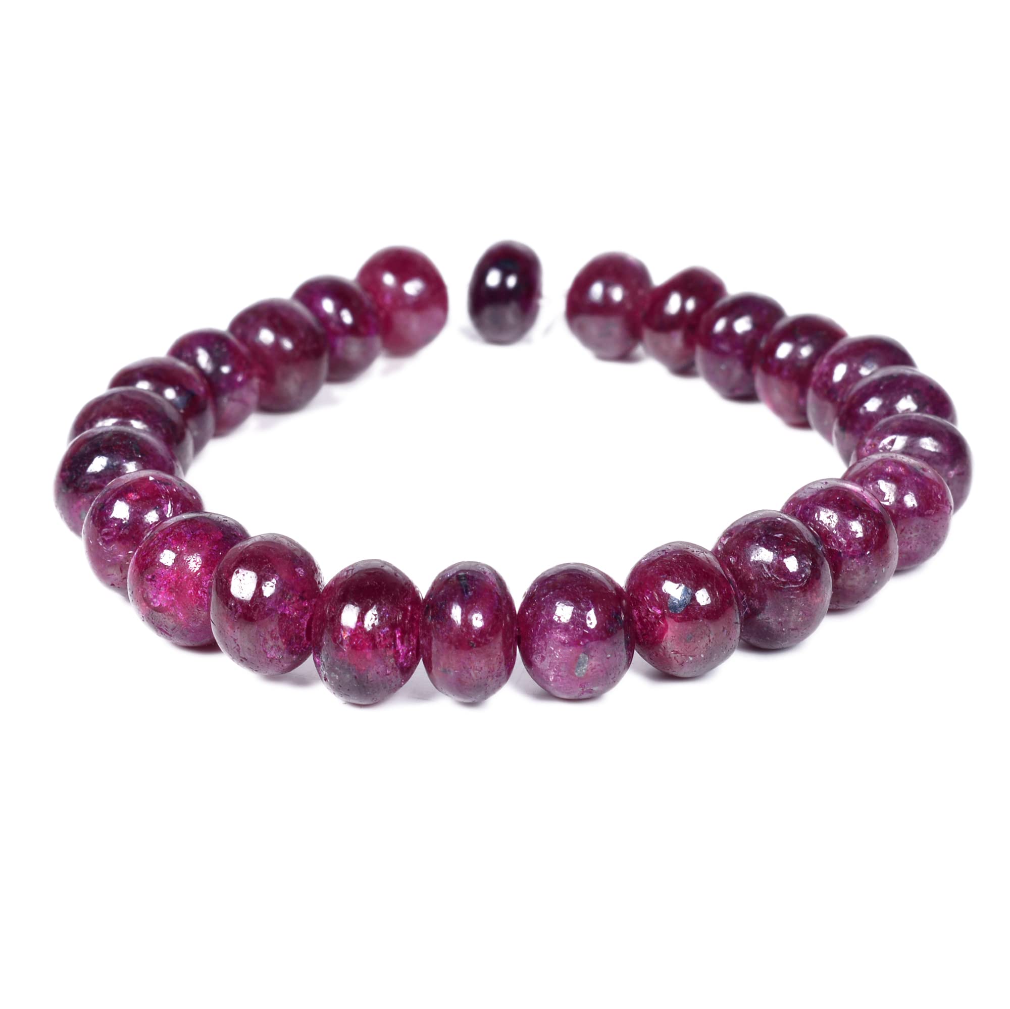 gemsindia Red Ruby Round Beads Elastic Adjustable Stretch Bracelet For Christmas