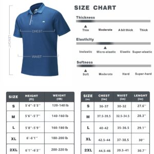 ALLZERO Men's Polo Shirt Quick Dry Long and Short Sleeve Activewear Shirts Performance Athletic Tennis Golf Collar Shirts DARKBLUE L