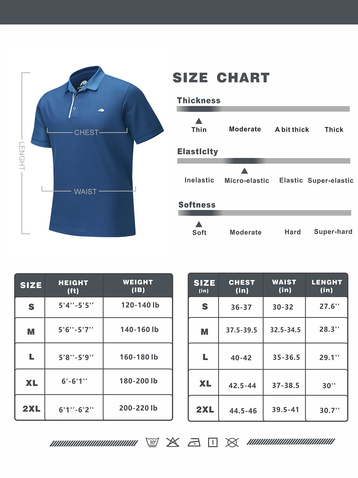 ALLZERO Men's Polo Shirt Quick Dry Long and Short Sleeve Activewear Shirts Performance Athletic Tennis Golf Collar Shirts DARKBLUE L