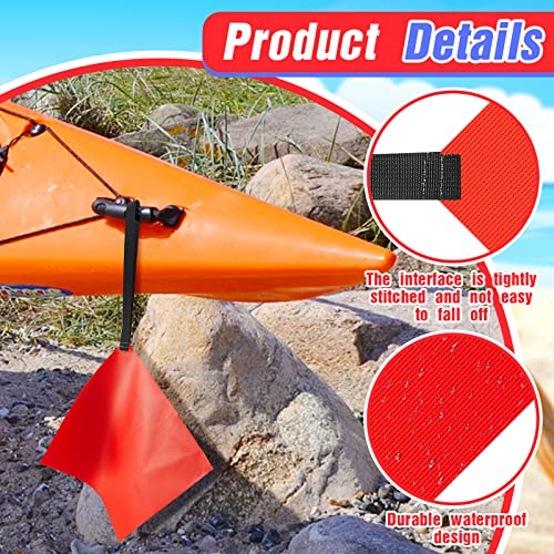 Oudain 2 Pieces Kayak Tow Flag Red Safety Flags Hooked Kayak Flag for Kayak Sup Canoes Towing Truck Boat Trailer Safety Warning Accessories Kit