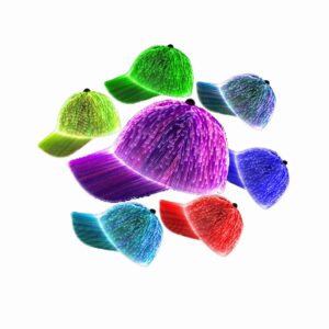 led light up hat for men，7 colors glow hat fiber optic rave luminous baseball cap for women usb charging white