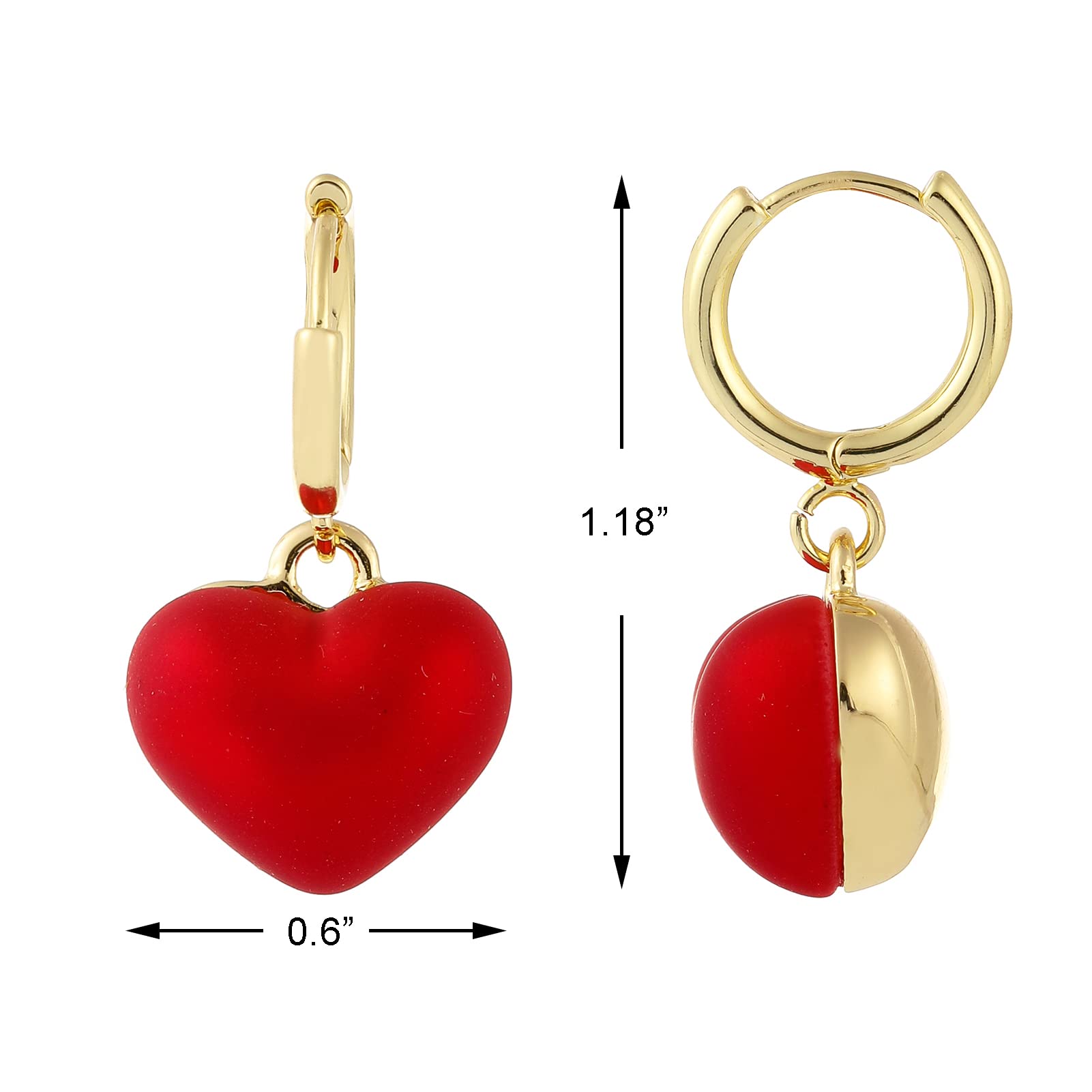 Itcoery Women 14K Gold Plated Heart Huggie Hoop Drop Dangle Earrings