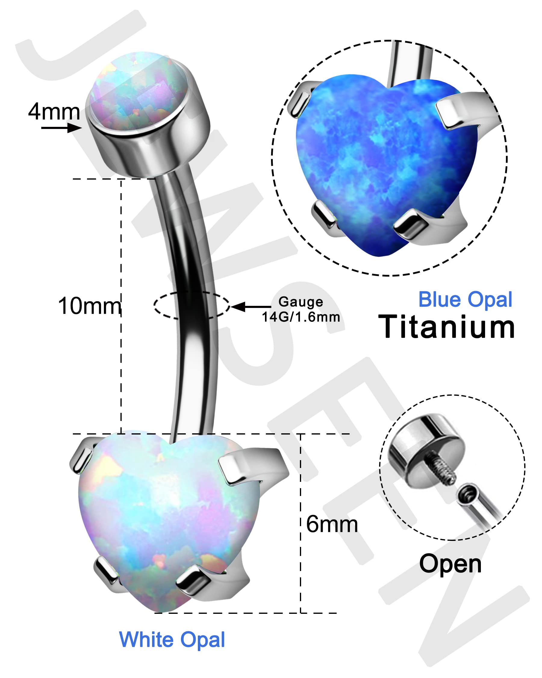 Jewseen G23 Titanium Belly Button Rings 14G Belly Rings Belly Piercing Jewelry Heart Navel Rings Navel Piercing Jewelry Belly Barbell Body Piercing Jewelry for Women Men