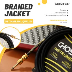 GHOSTFIRE High-Fidelity Acoustic Guitar Cable Instrument Cord (10 feet) Gold-Plated Connectors Straight to Straight