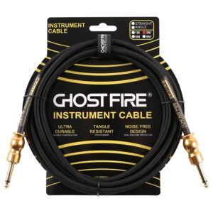 ghostfire high-fidelity acoustic guitar cable instrument cord (10 feet) gold-plated connectors straight to straight