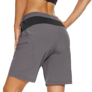 Cycorld Women-Mountain-Bike-Shorts with 3D Padded, Loose-Fit Breathable Bike-Shorts with Pockets (Grey, Medium)