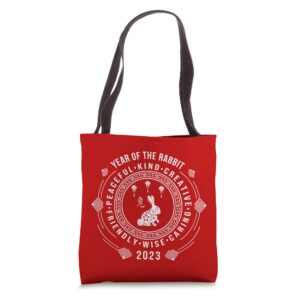 chinese lunar new year of the water rabbit 2023 tote bag