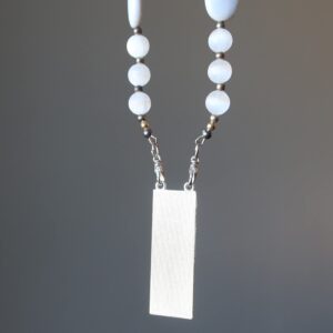 Satin Crystals Selenite Necklace Blue Calcite Fancy Lady Chic Gemstone 23 Inches