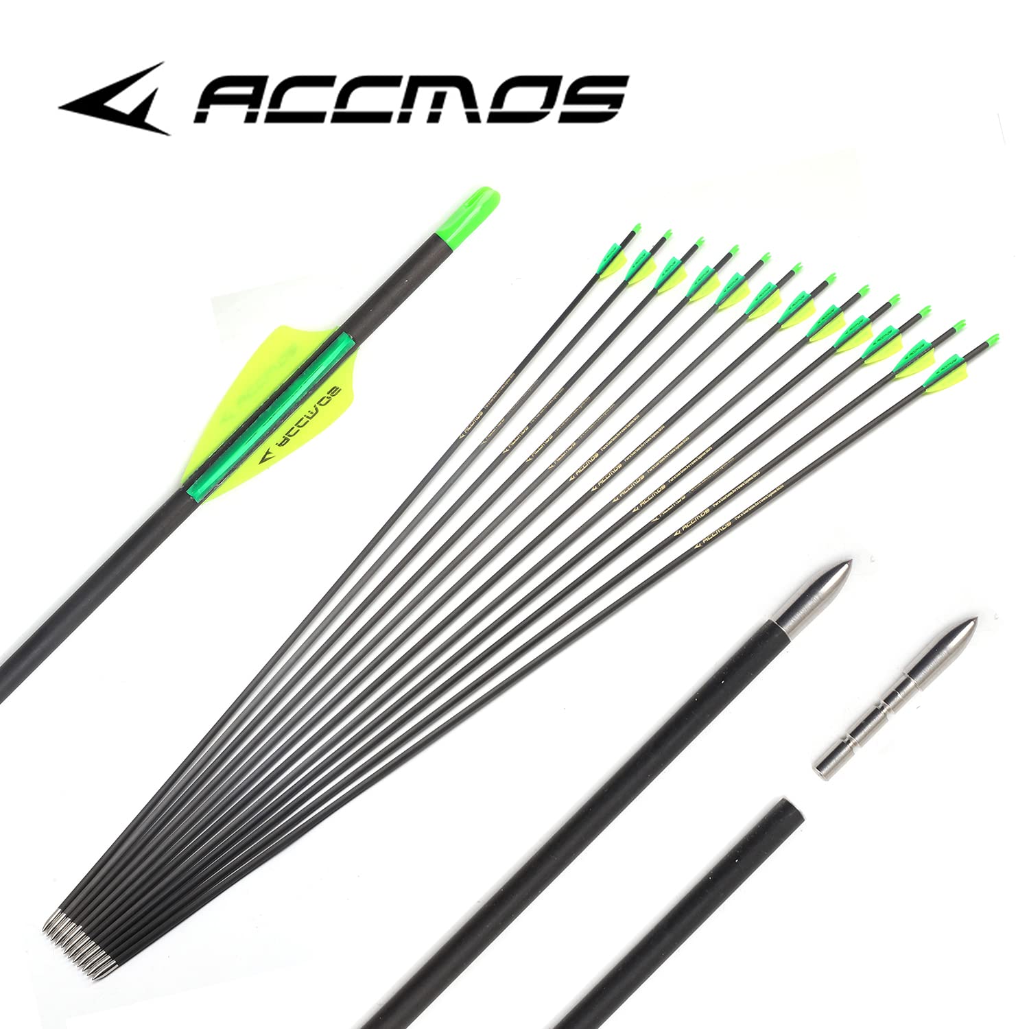 700-Spine Arrow 28-Inch Arrow Target Practice Arrow Hunting Arrow Carbon Arrows Compound Bow Recurve Bow Adult Youth Archery Indoor Outdoor Shooting Bullet Field Tip 12pc Style2