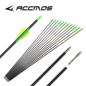 700-Spine Arrow 32-Inch Arrow Target Practice Arrow Hunting Arrow Carbon Arrows Compound Bow Recurve Bow Adult Youth Archery Indoor Outdoor Shooting Bullet Field Tip 12pc Style2