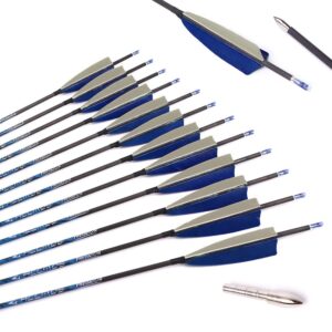 1000-spine arrow 28-inch arrow target practice arrow hunting arrow carbon arrows compound bow recurve bow adult youth archery indoor outdoor shooting bullet field tip 12pc style1