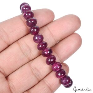 gemsindia Red Ruby Round Beads Elastic Adjustable Stretch Bracelet For Christmas