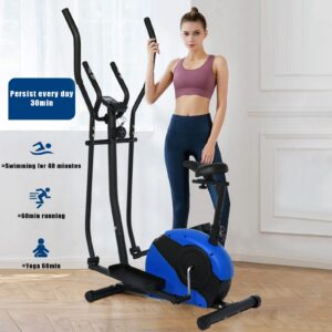 USYFAKGH Elliptical Exercise Machine, Elliptical Machine for Home Use, Adjustable Elliptical, with Rate and LCD Monitor, 220.46Lb Weight Capacity (Blue, 1208)