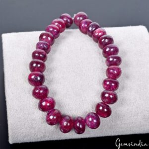 gemsindia Red Ruby Round Beads Elastic Adjustable Stretch Bracelet For Christmas