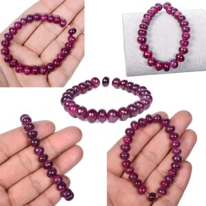 gemsindia Red Ruby Round Beads Elastic Adjustable Stretch Bracelet For Christmas