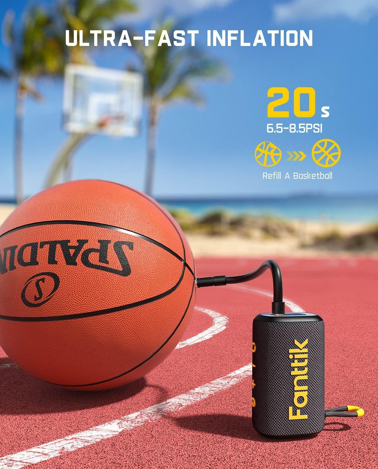 Fanttik X8 Nano Electric Ball Pump - Ultra-Fast Inflation, Portable with LCD Display, Digital Pressure for Sports Balls