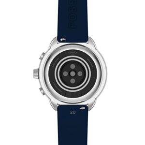 Fossil Men's or Women's Gen 6 Wellness Edition 44mm Silicone Hybrid Smart Watch, Color: Navy (Model: FTW7082)