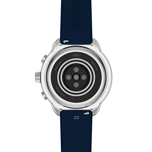 Fossil Men's or Women's Gen 6 Wellness Edition 44mm Silicone Hybrid Smart Watch, Color: Navy (Model: FTW7082)