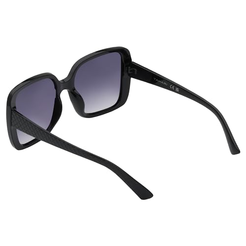 TAHARI TH815 Retro Oversized 100% UV Protective Women's Square Sunglasses. Elegant Gifts for Her, 64 mm, Black