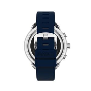 Fossil Men's or Women's Gen 6 Wellness Edition 44mm Silicone Hybrid Smart Watch, Color: Navy (Model: FTW7082)